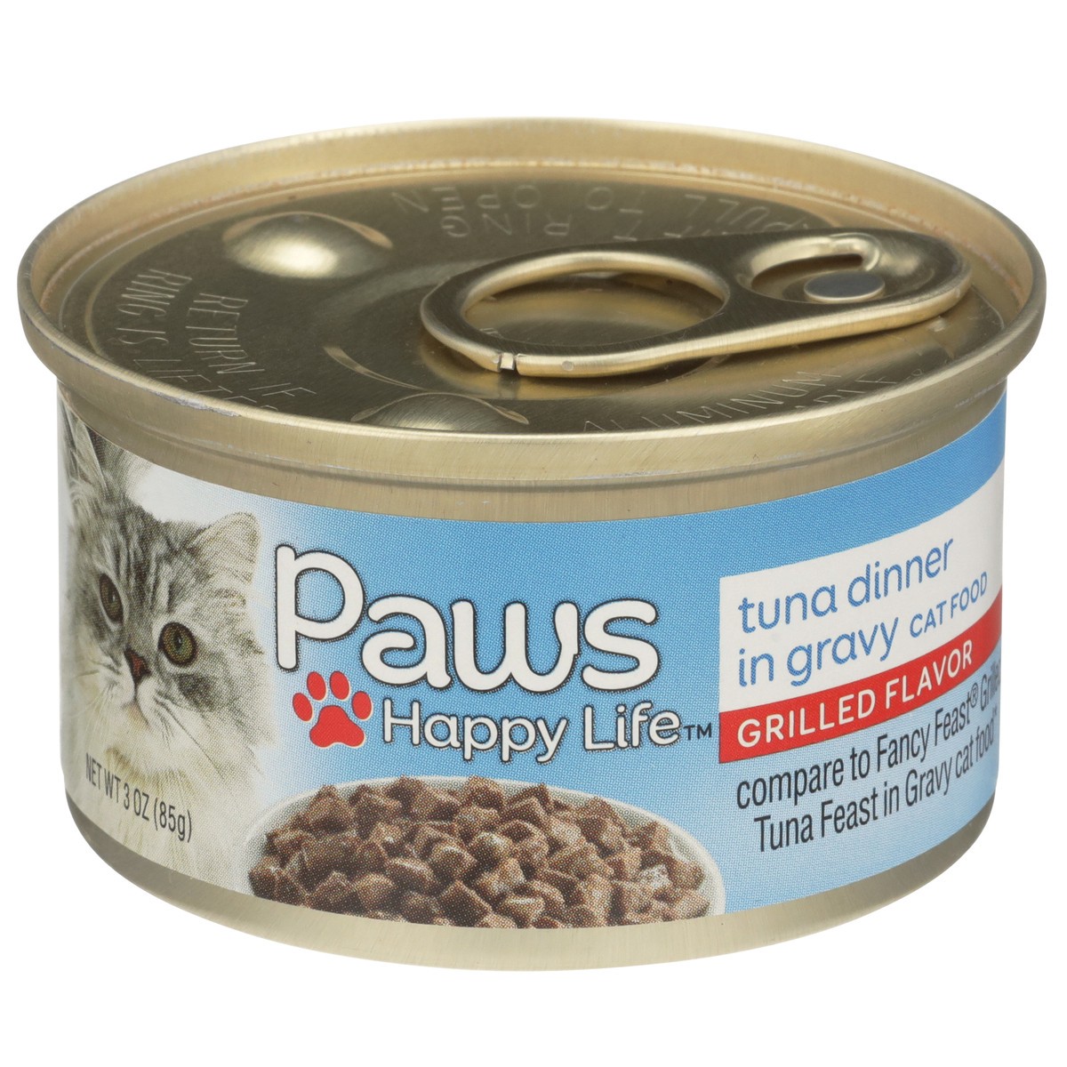 slide 1 of 11, Paws Happy Life Tuna Dinner In Gravy Grilled Flavor Cat Food, 3 oz