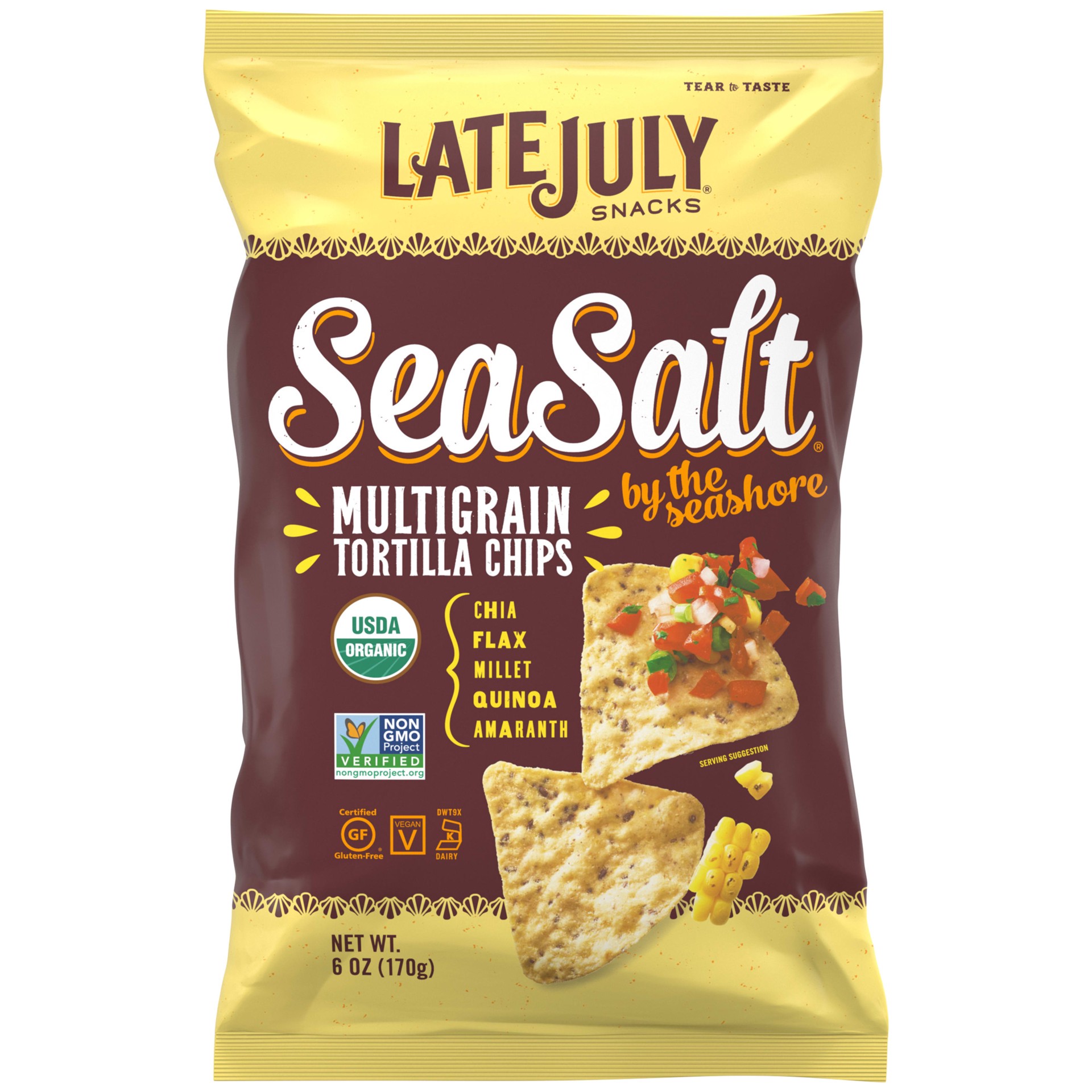 slide 1 of 5, Late July Sea Salt Oragnic Multi Grain Chips, 6 oz