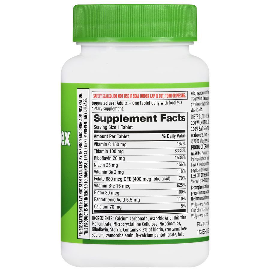 slide 2 of 5, Walgreens B-Complex with Vitamin C, 100 ct