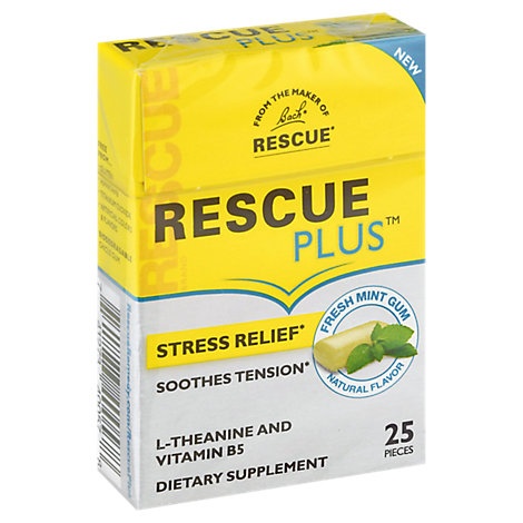 slide 1 of 1, Bach Rescue Plus Stress Relief Gum, 25 ct