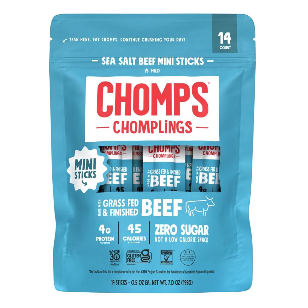 slide 1 of 2, Chomps® Chomplings Sea Salt Beef Sticks, 14 ct