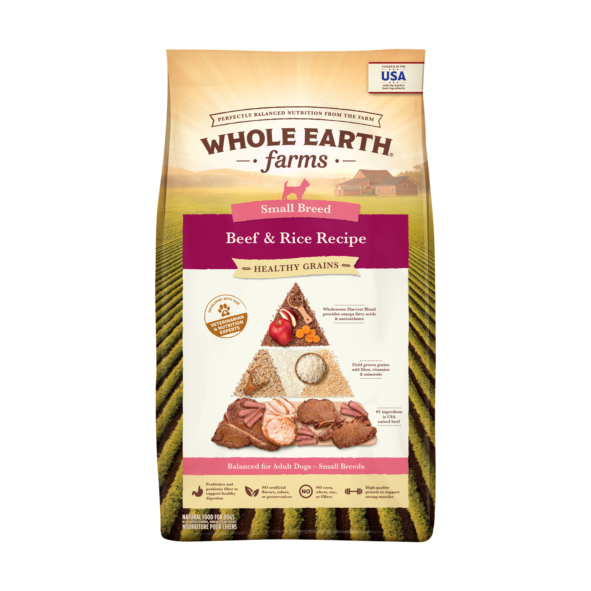 slide 1 of 4, Whole Earth Farms Healthy Grains Dry Dog Food, Small Breed Beef and Rice Recipe - 4 lb Bag, 1 ct