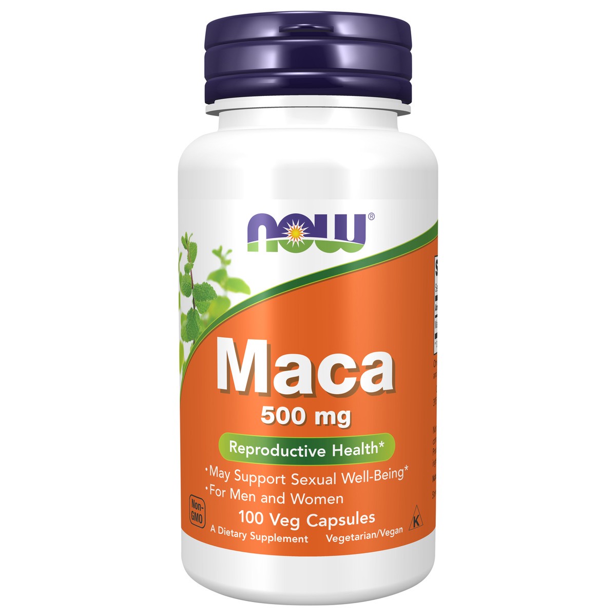 slide 1 of 4, NOW Maca 500 mg - 100 Veg Capsules, 100 ct