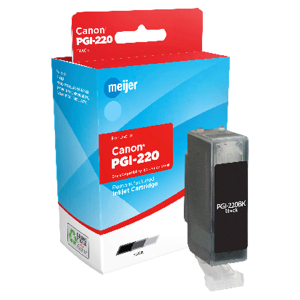 slide 1 of 1, Meijer Brand Remanufacture Ink Cartridge, replacement for Canon PGI-220 Ink Black, 1 ct