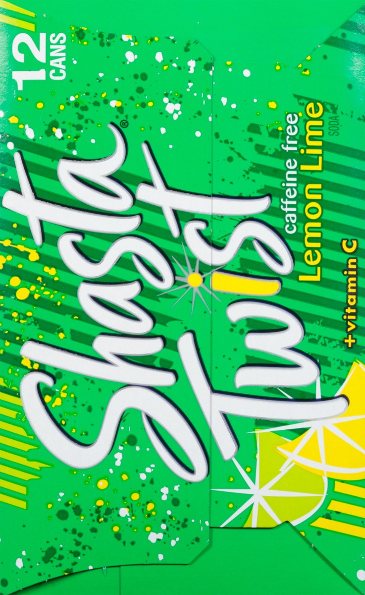 slide 3 of 9, Shasta Twist Caffeine Free + Vitamin C Lemon Lime Soda - 12 fl oz, 12 fl oz