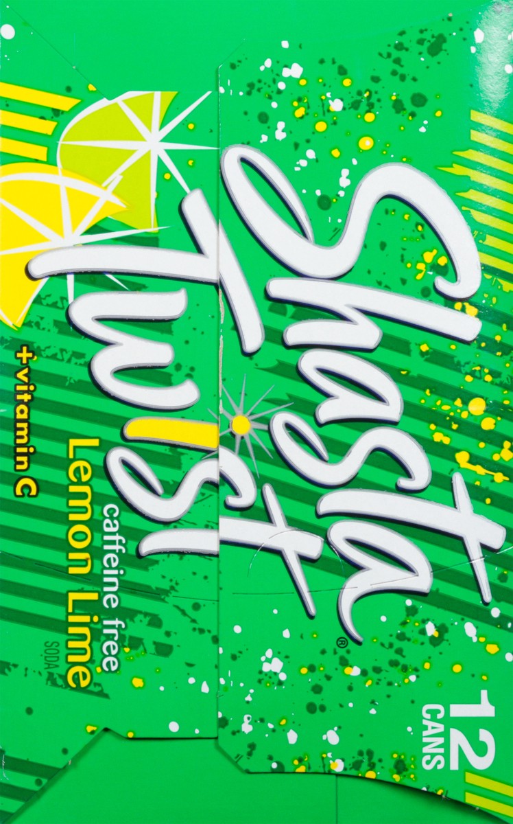 slide 2 of 9, Shasta Twist Caffeine Free + Vitamin C Lemon Lime Soda - 12 fl oz, 12 fl oz