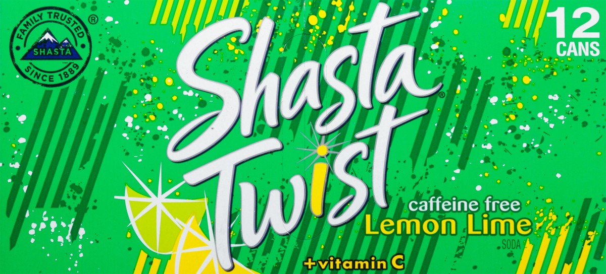 slide 7 of 9, Shasta Twist Caffeine Free + Vitamin C Lemon Lime Soda - 12 fl oz, 12 fl oz