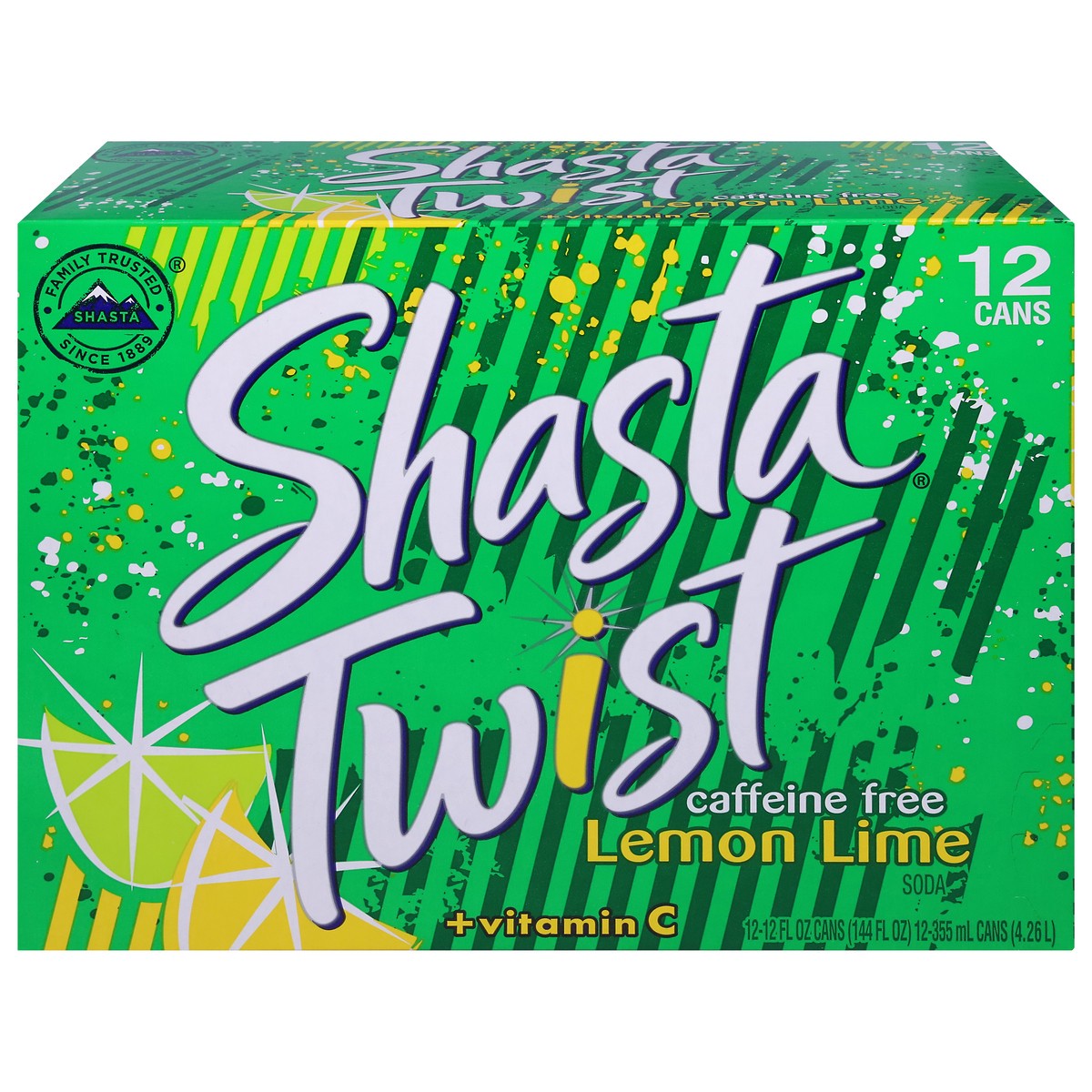 slide 1 of 9, Shasta Twist Caffeine Free + Vitamin C Lemon Lime Soda - 12 fl oz, 12 fl oz