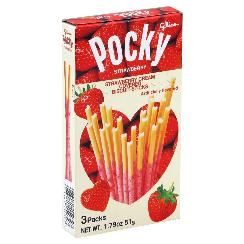 slide 1 of 1, Glico Pocky Strawberry Cream Covered Biscuit Sticks - 1.79oz, 1.79 oz