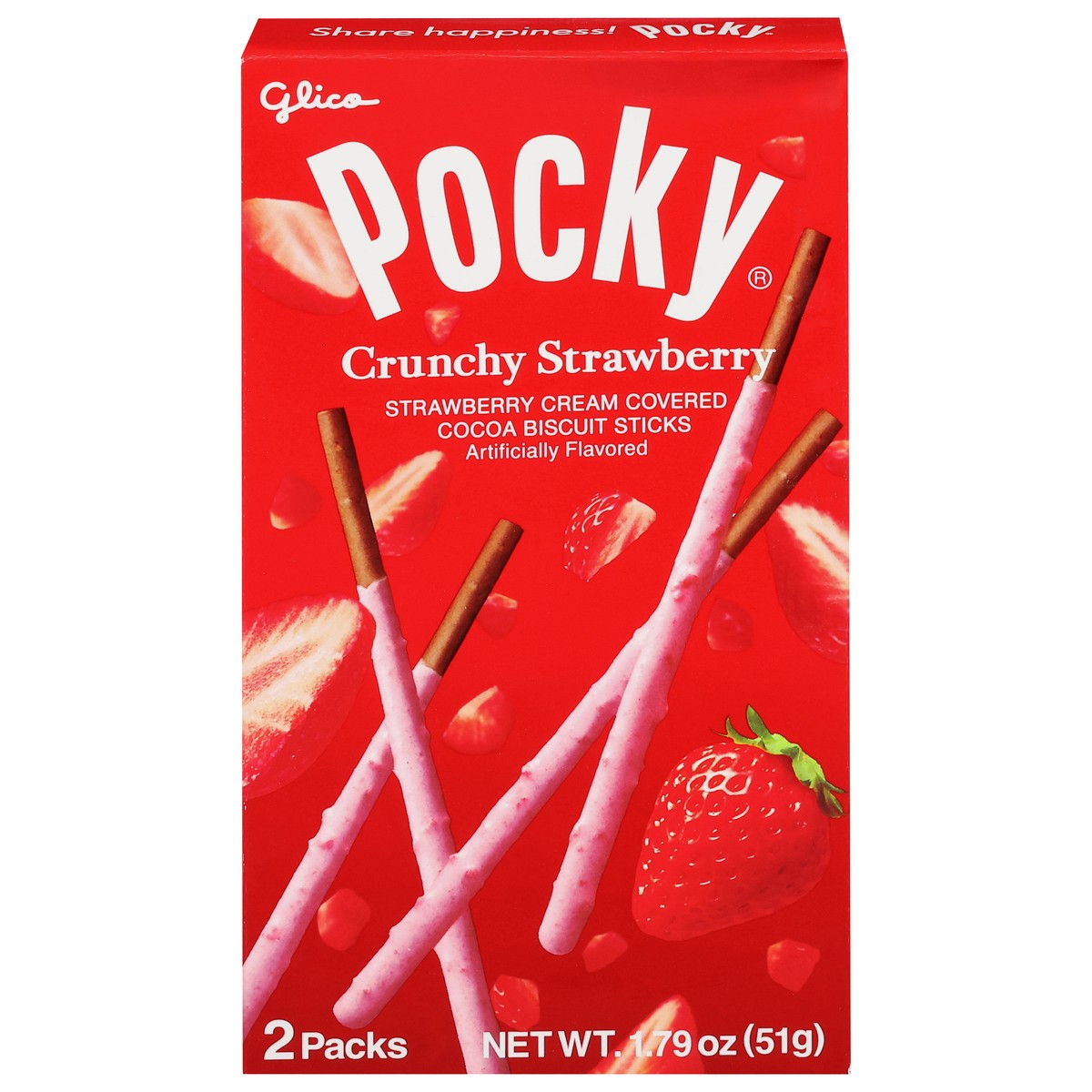slide 1 of 13, Glico Pocky Strawberry Cream Covered Biscuit Sticks - 1.79oz, 1.79 oz