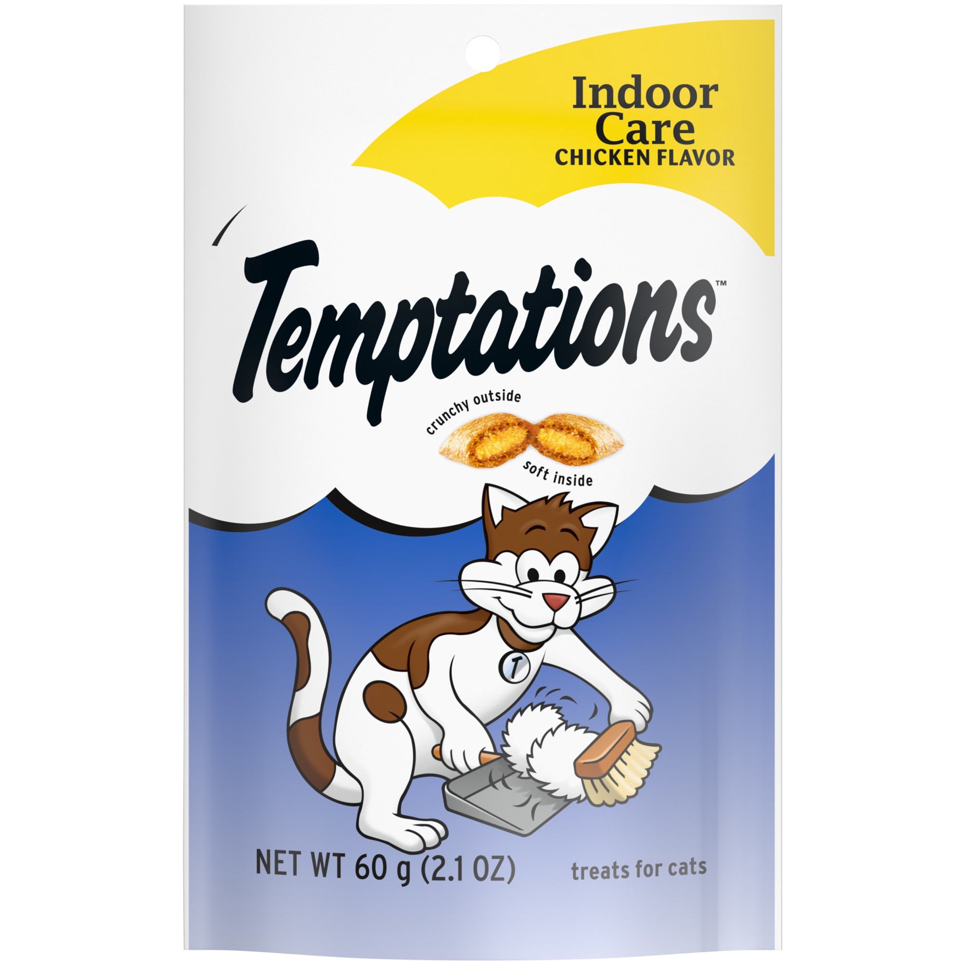 slide 1 of 9, Temptations Indoor Care Chicken Flavor Treats for Cats 2.1 oz, 2.1 oz