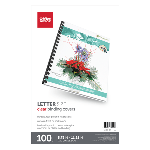 slide 1 of 1, Office Depot Brand Clear Binding Covers, 100 ct