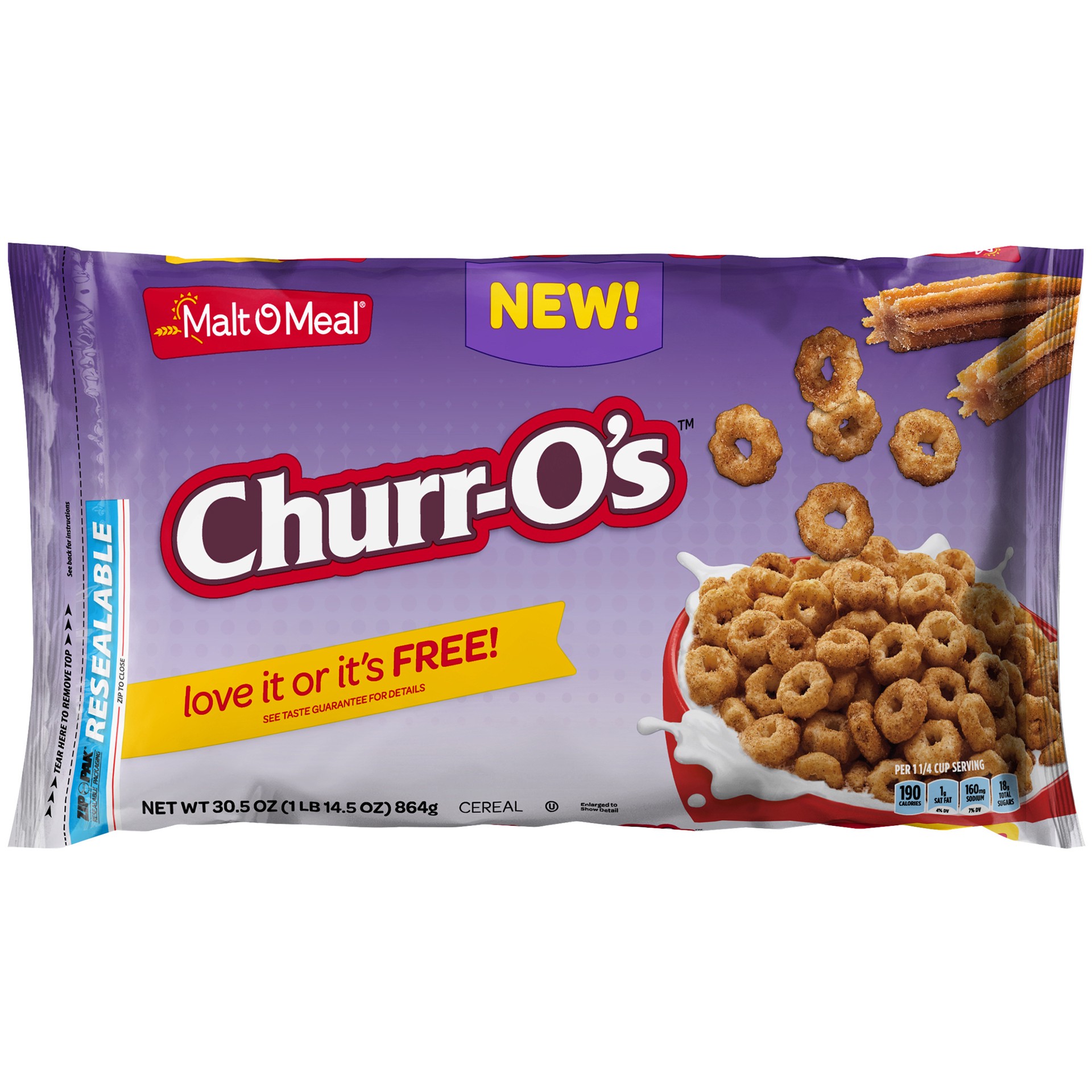 slide 1 of 2, Malt-O-Meal Super Size Churr-O's Cereal 30.5 oz, 30.5 oz