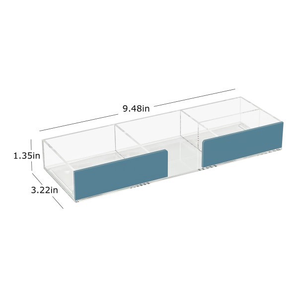 slide 2 of 4, Realspace® Acrylic Desk Storage Tray, 1-3/8""H x 9-1/2""W x 3-1/4""D, Clear/Blue, 1 ct