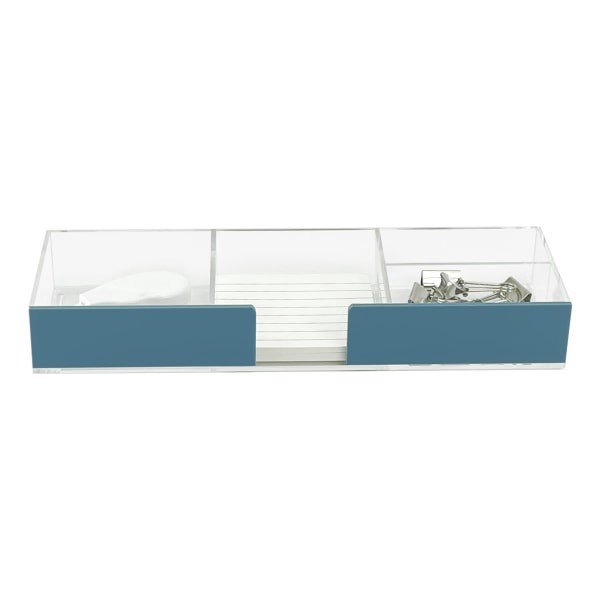 slide 3 of 4, Realspace® Acrylic Desk Storage Tray, 1-3/8""H x 9-1/2""W x 3-1/4""D, Clear/Blue, 1 ct