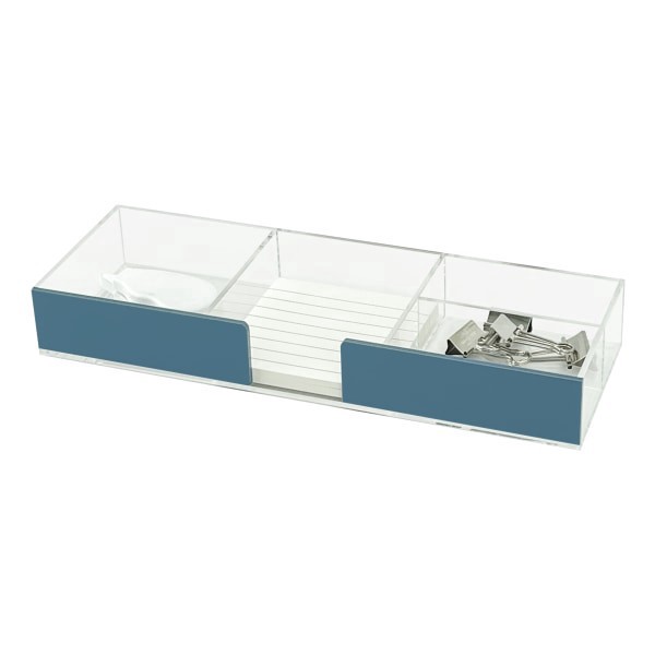 slide 4 of 4, Realspace® Acrylic Desk Storage Tray, 1-3/8""H x 9-1/2""W x 3-1/4""D, Clear/Blue, 1 ct