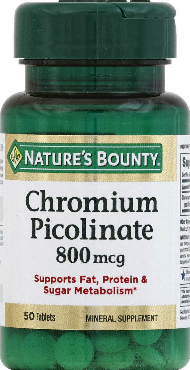 slide 2 of 5, Nature's Bounty Mega Chromium Picolinate 800mcg Tablets, 50 ct