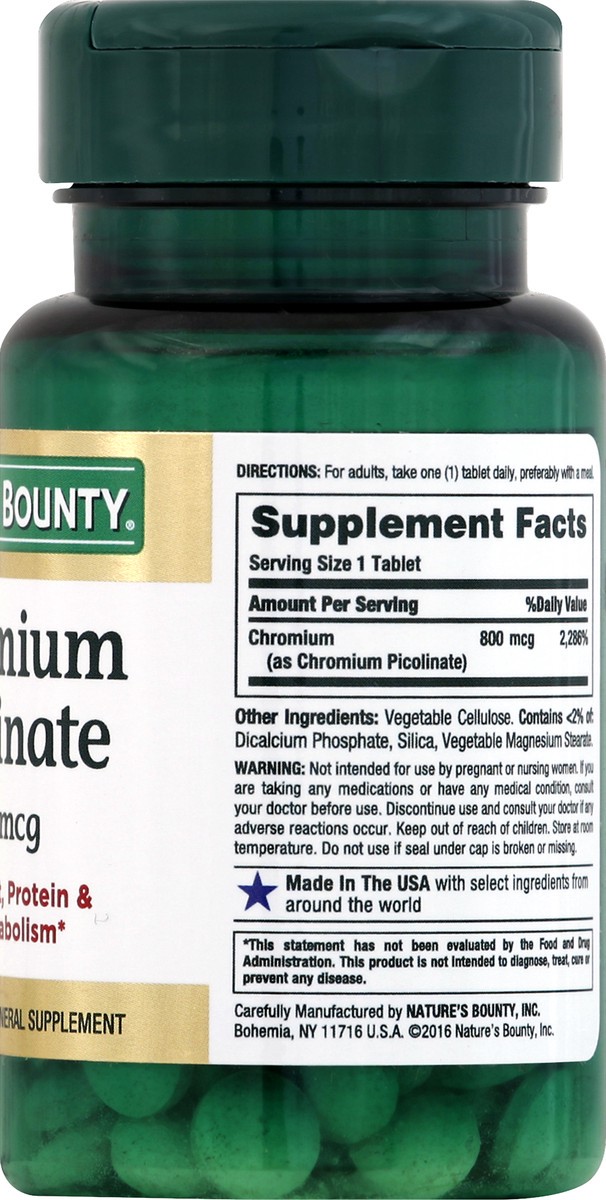 slide 5 of 5, Nature's Bounty Mega Chromium Picolinate 800mcg Tablets, 50 ct