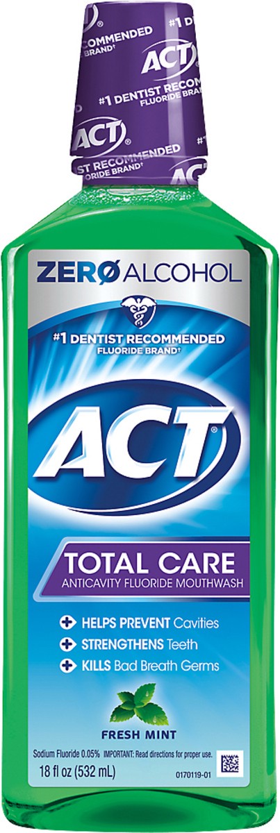 slide 3 of 3, ACT Fresh Mint Total Care Anticavity Fluoride Mouthwash, 18 fl oz