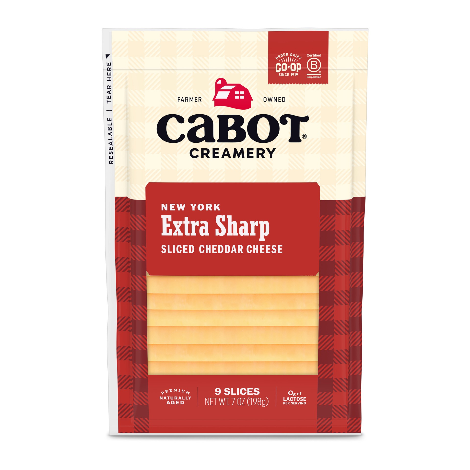 slide 1 of 1, Cabot Creamery Slices NY Extra Sharp Yellow Cheese 7 oz (Refridgerated Vacuum Pack), 7 oz