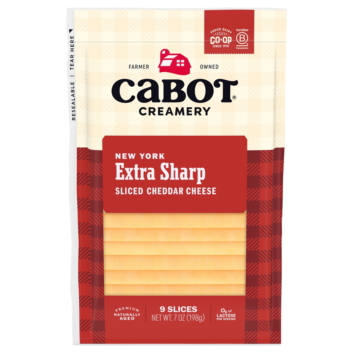 slide 1 of 1, Cabot New York Extra Sharp Cheddar Cheese Slices, 9 ct