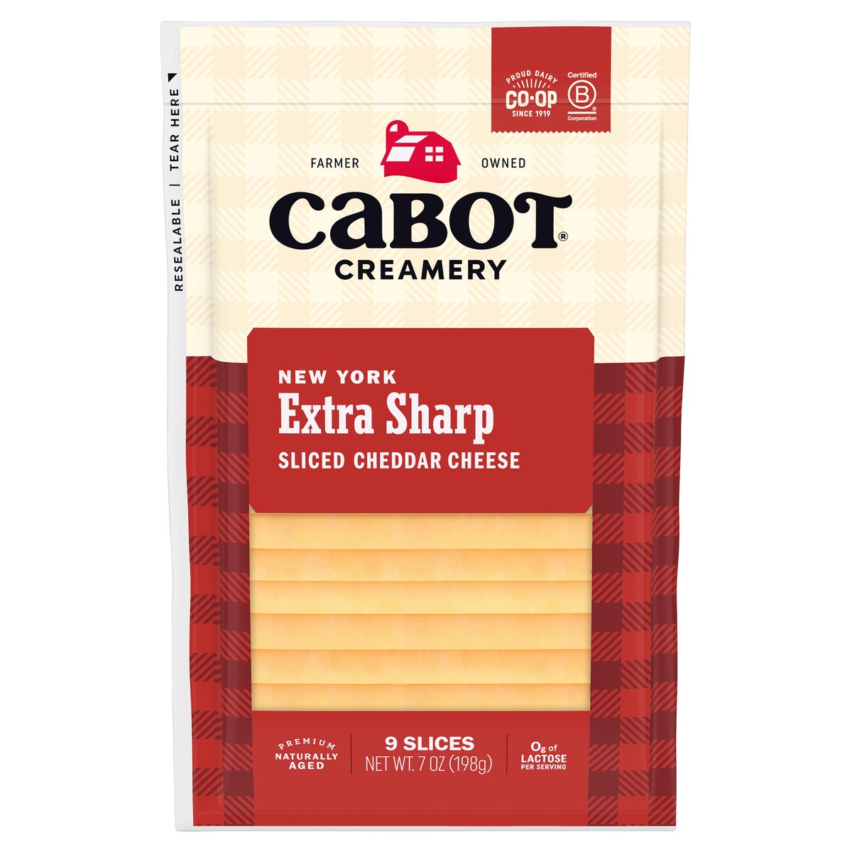 slide 1 of 1, Cabot New York Extra Sharp Cheddar Cheese Slices, 9 ct