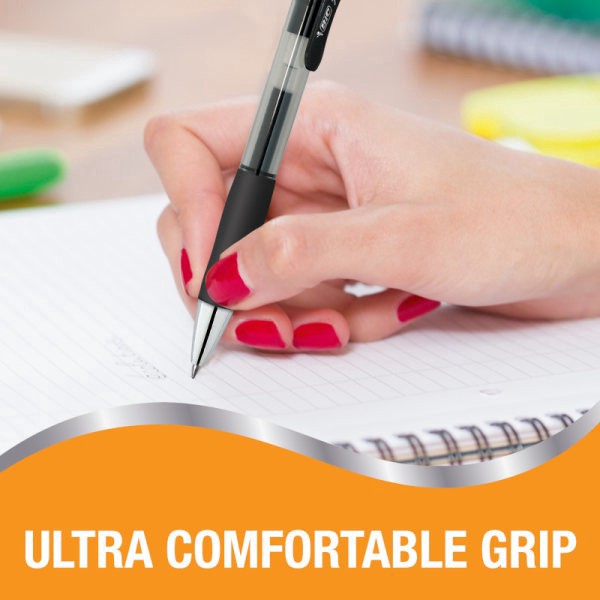 slide 9 of 10, BIC Gelocity Pro Gel Pen, Retractable, Medium Point 0.7MM, Clear Barrel, Black Ink, Pack Of 4, 4 ct