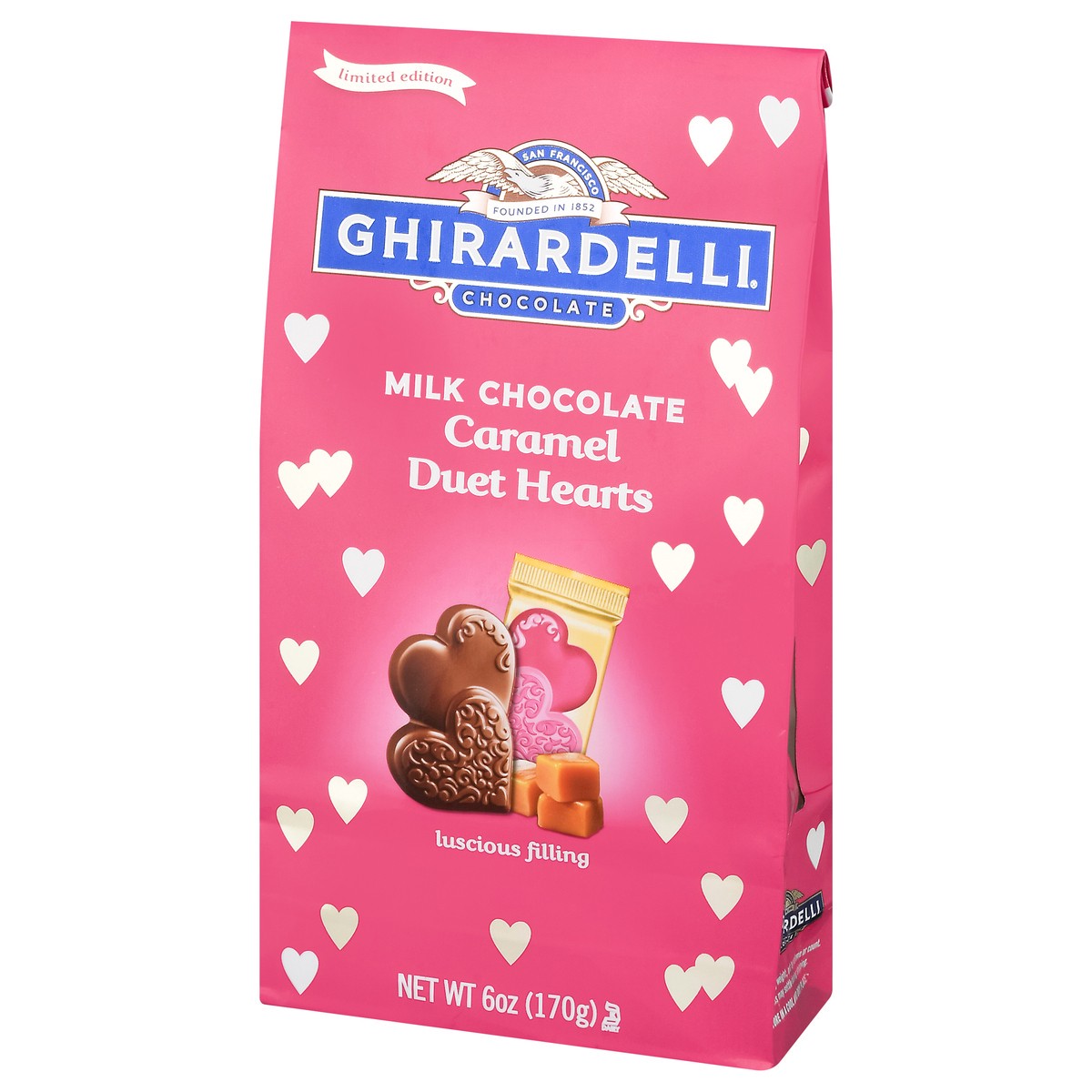 slide 4 of 9, Ghirardelli Valentine's Milk Caramel Hearts Bag, 6 oz
