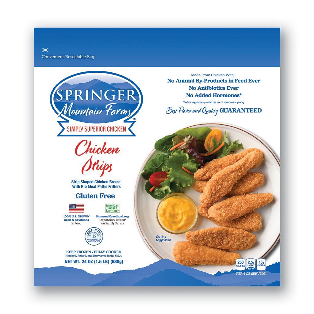 slide 1 of 1, Springer Mountain Farms Chicken Strips 24 oz, 24 oz