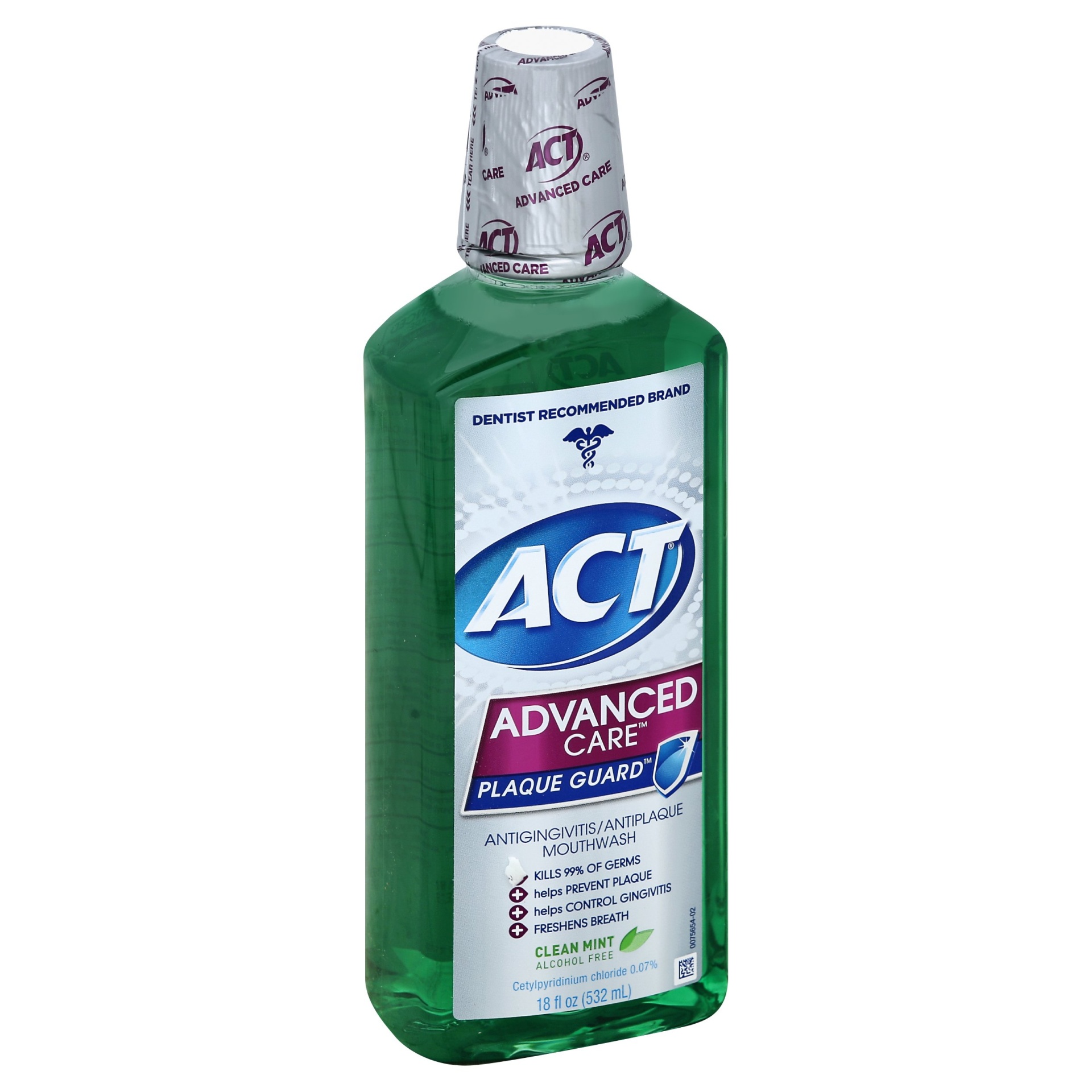 slide 1 of 1, ACT Advanced Care Plaque Guard Mouthwash, 18 oz