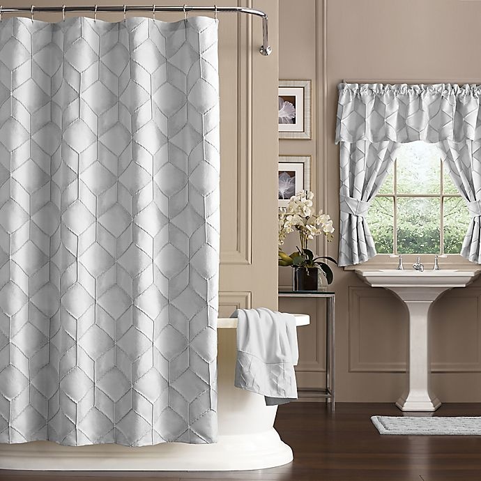 slide 1 of 1, J. Queen New York Horizons Geometric Shower Curtain - Silver, 54 in x 78 in