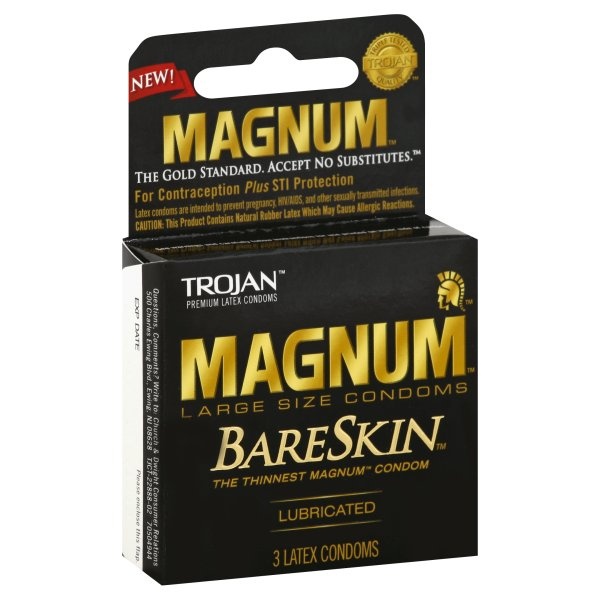 slide 1 of 4, Trojan Bare Skin Magnum Condoms, 3 ct