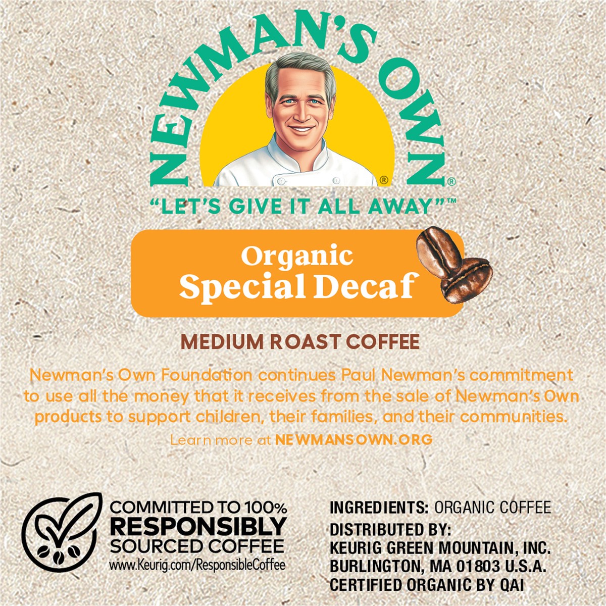 slide 10 of 10, Newman's Own Organics Special Blend Decaf Keurig Single-Serve K-Cup Pods, Medium Roast Coffee, 10 Count, 10 ct