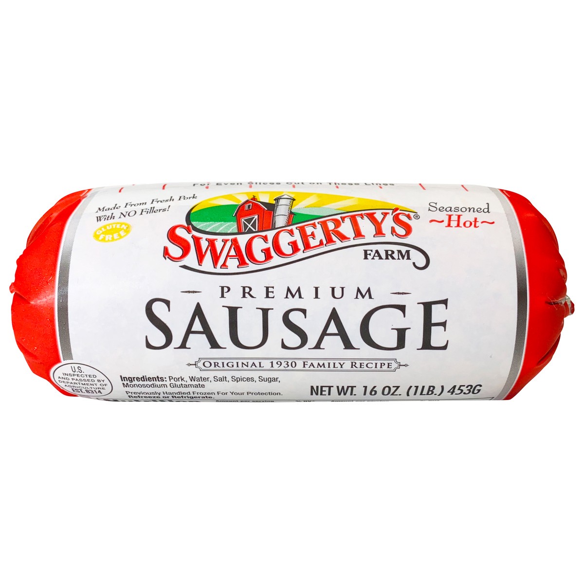 slide 1 of 8, Swaggerty's Farm Hot Sausage Roll, 1 lb