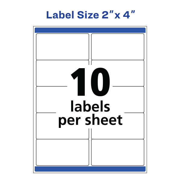 slide 4 of 9, Avery® Waterproof Shipping Labels With Ultrahold® Permanent Adhesive, Rectangle, 2""x4"", Matte White, Pack Of 100, 1 ct