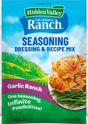 Hidden Valley Seasoning, Dressing and Recipe Mix, Garlic Ranch,
