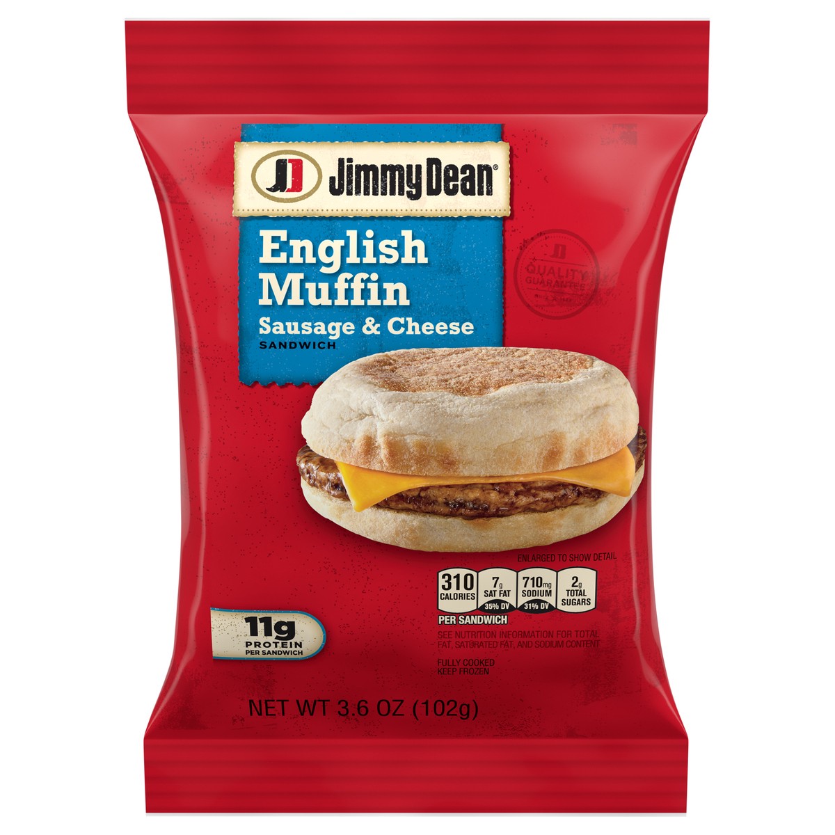 slide 10 of 10, Jimmy Dean English Muffin Breakfast Sandwiches with Sausage and Cheese, Frozen, 1 Count, 102.06 g