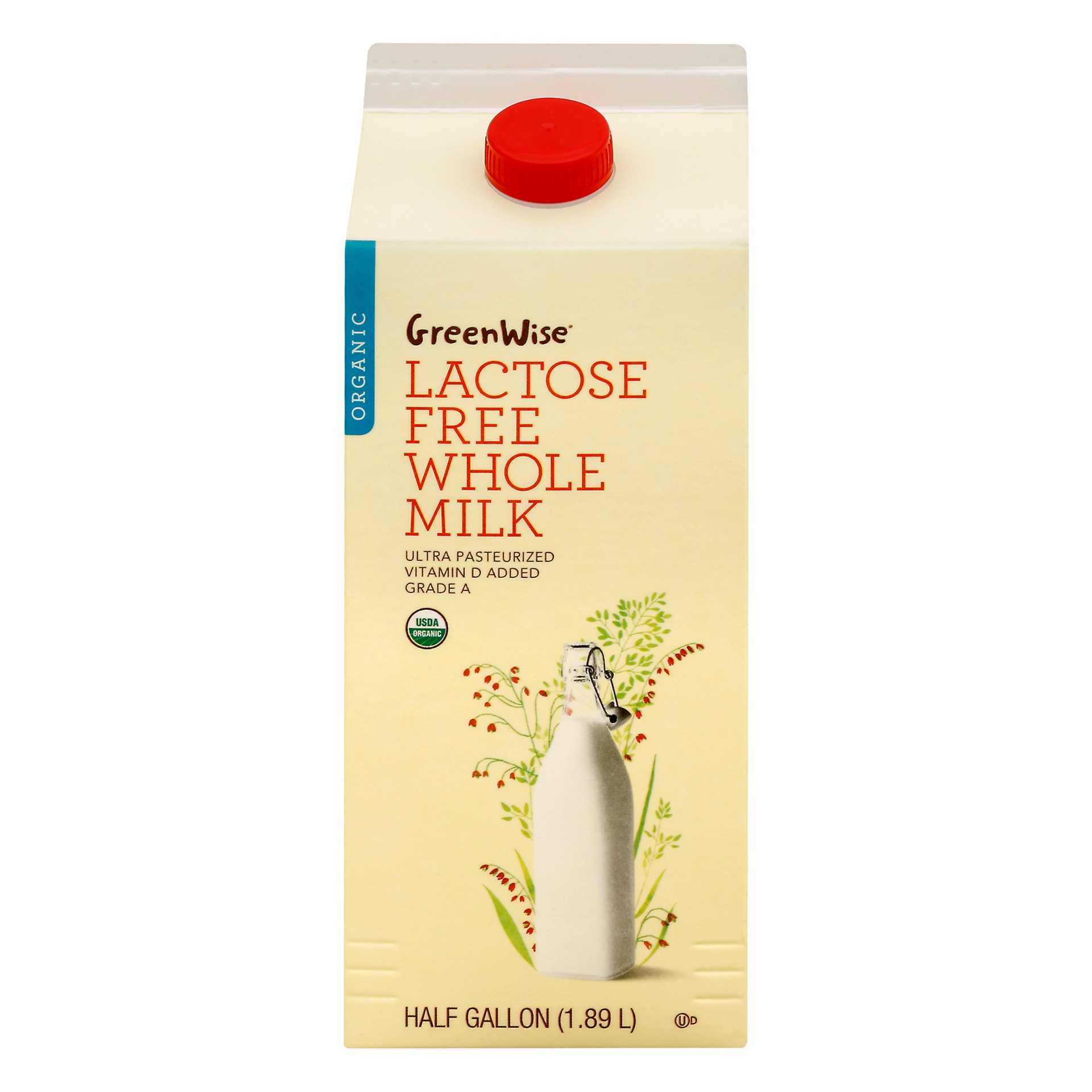 slide 1 of 1, GreenWise Organic Lactose Free Whole Milk, 1/2 gal