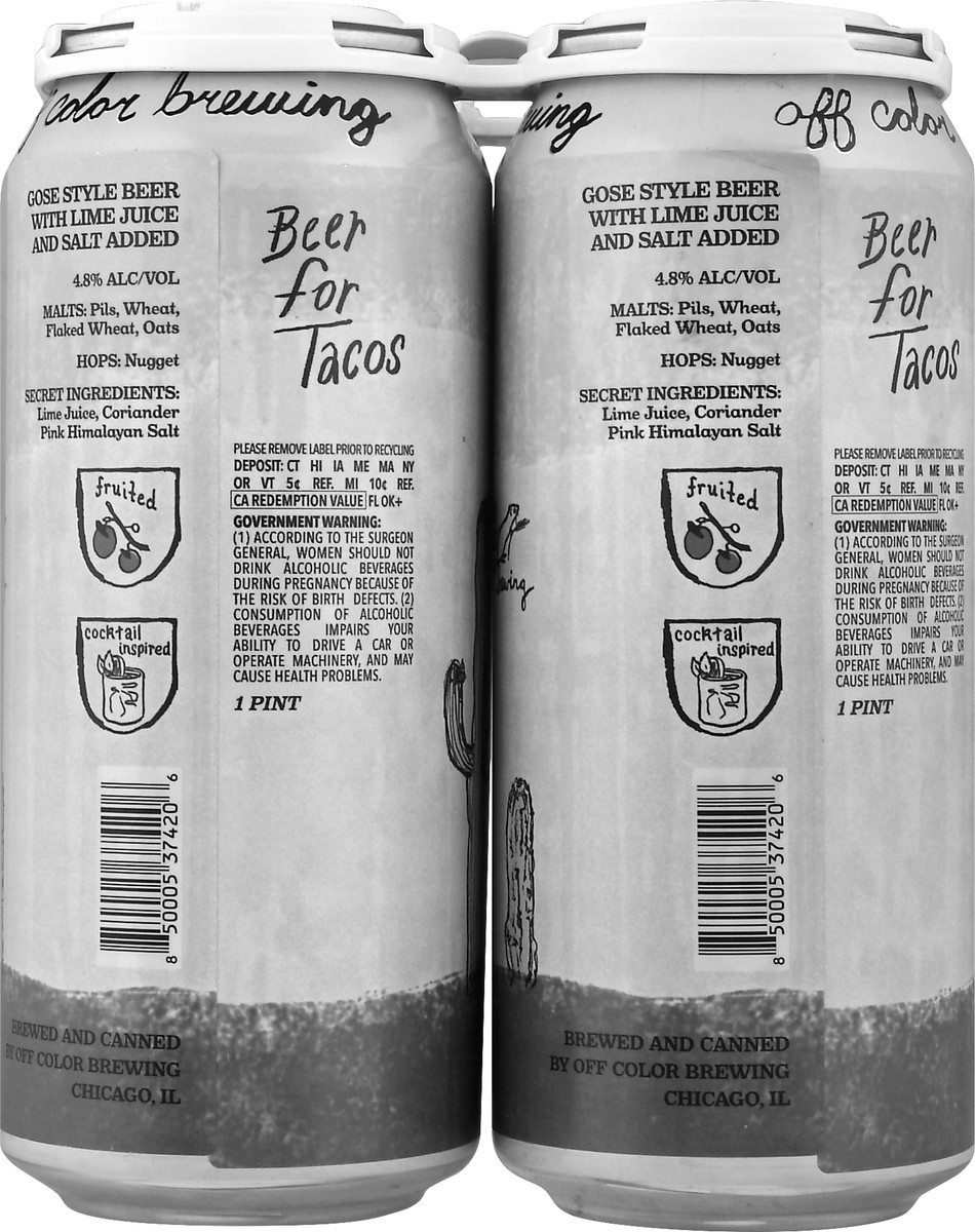 slide 2 of 9, Off Color Brewing Off Color Beer For Tacos 16Oz 4Pack, 4 ct; 12 fl oz