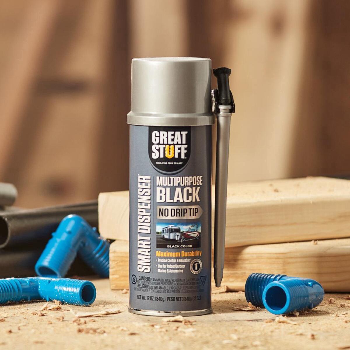 slide 5 of 6, Great Stuff Smart Dispenser Multipurpose Spray Foam Insulation, Black, 12 oz