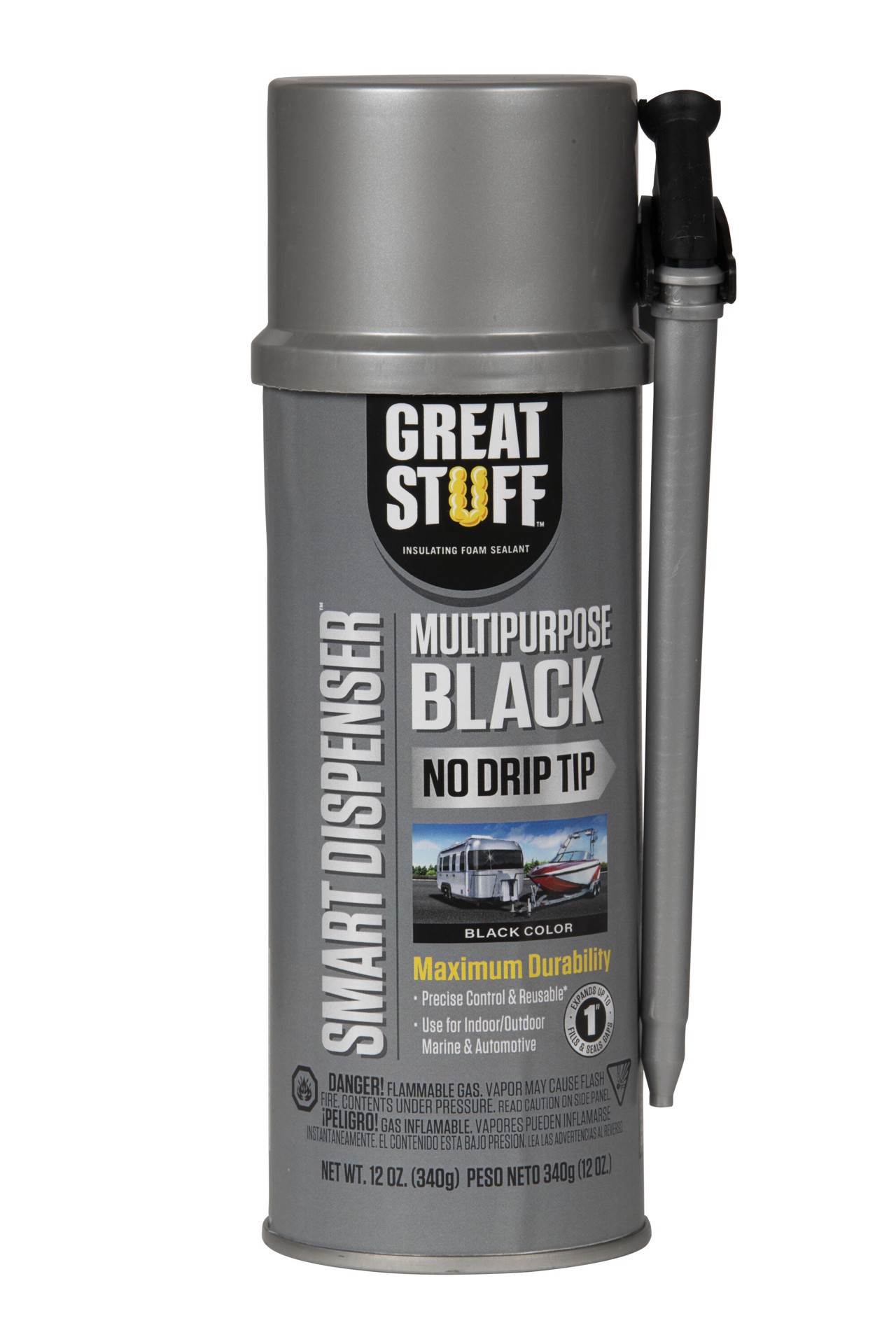 slide 1 of 6, Great Stuff Smart Dispenser Multipurpose Spray Foam Insulation, Black, 12 oz