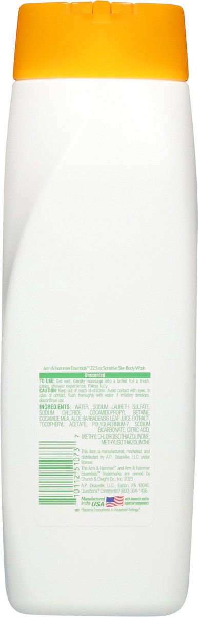 slide 9 of 12, ARM & HAMMER Essentials Sensitive Skin Unscented Body Wash 22.5 fl oz, 22.5 fl oz
