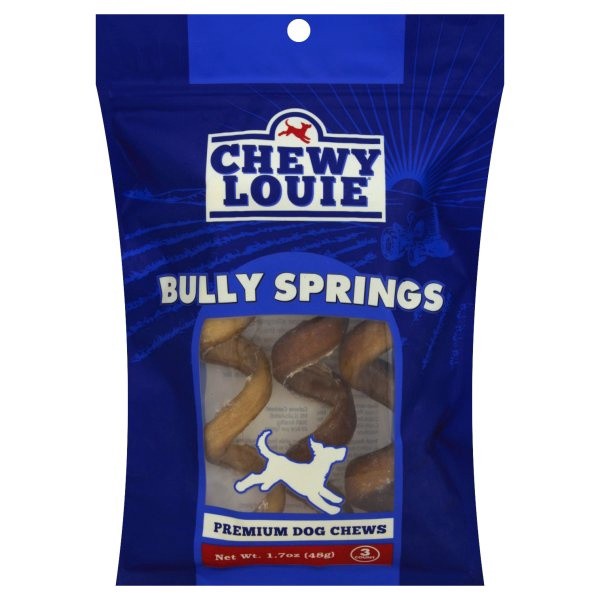 slide 1 of 1, Chewy Louie Bully Spring Dog Chews, 3 ct