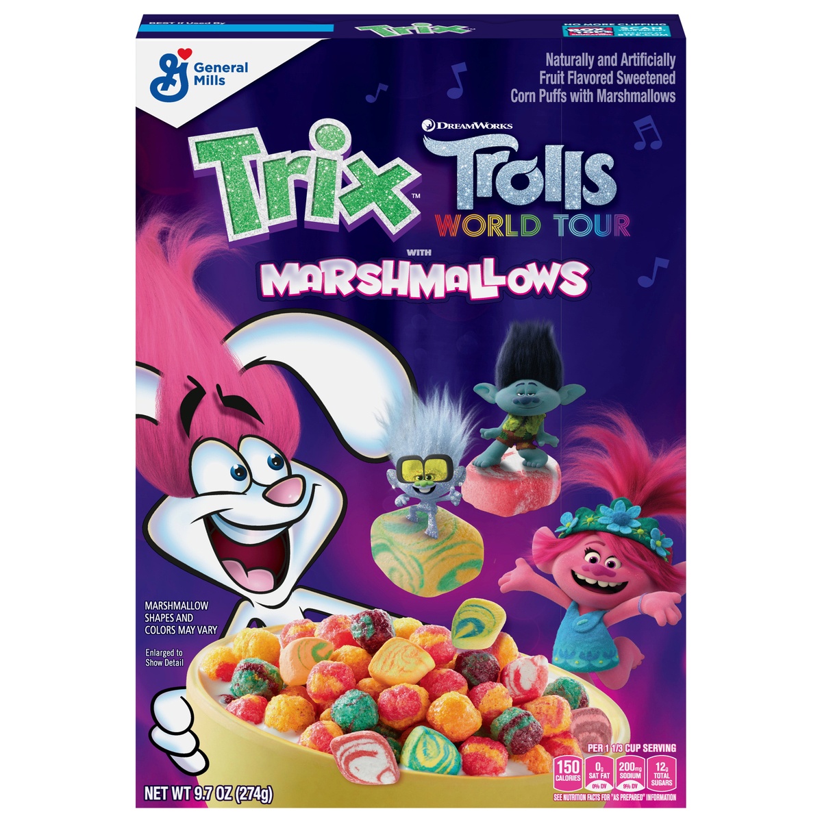 slide 1 of 1, Trix Trolls with Marshmallows Breakfast Cereal, 9.7 oz, 9.7 oz