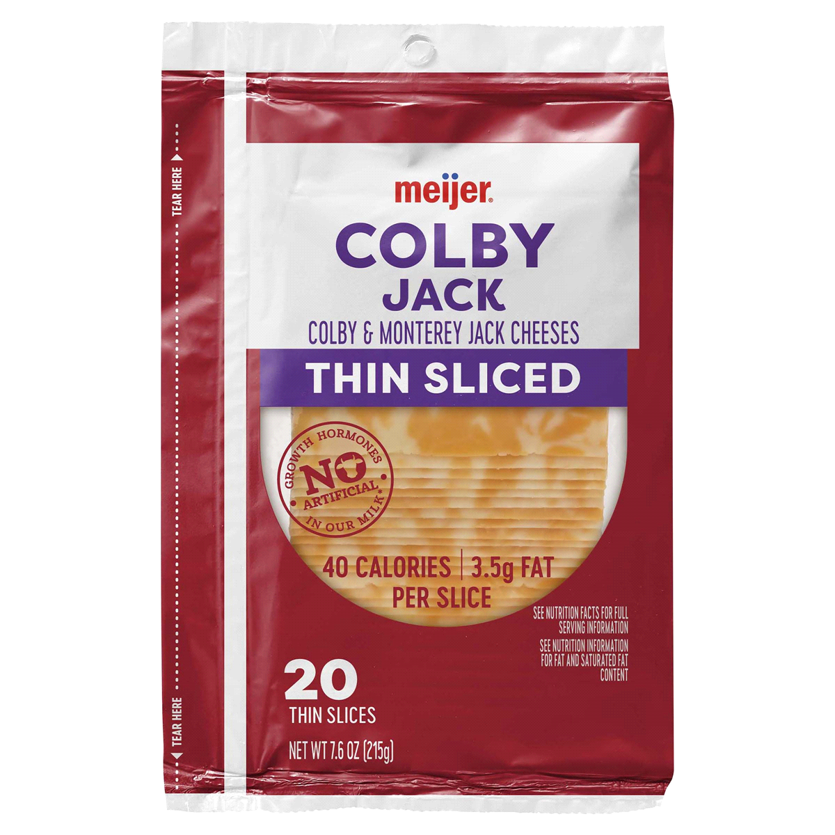 slide 1 of 5, Meijer Thin Sliced Colby Jack Cheese, 7.6 oz