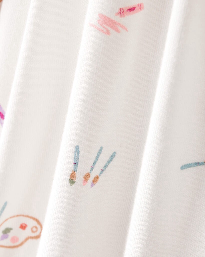 slide 6 of 6, Carter's Baby Girl Art Print PurelySoft Sleep & Play Pajamas - White White NB, 1 ct