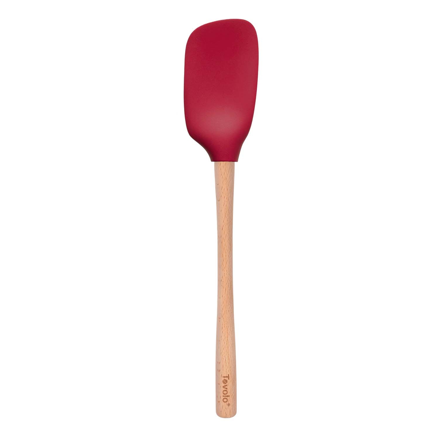 slide 1 of 1, Tovolo Flex-Core Silicone Spatula Spoon with Wood Handle, Cayenne, 1 ct