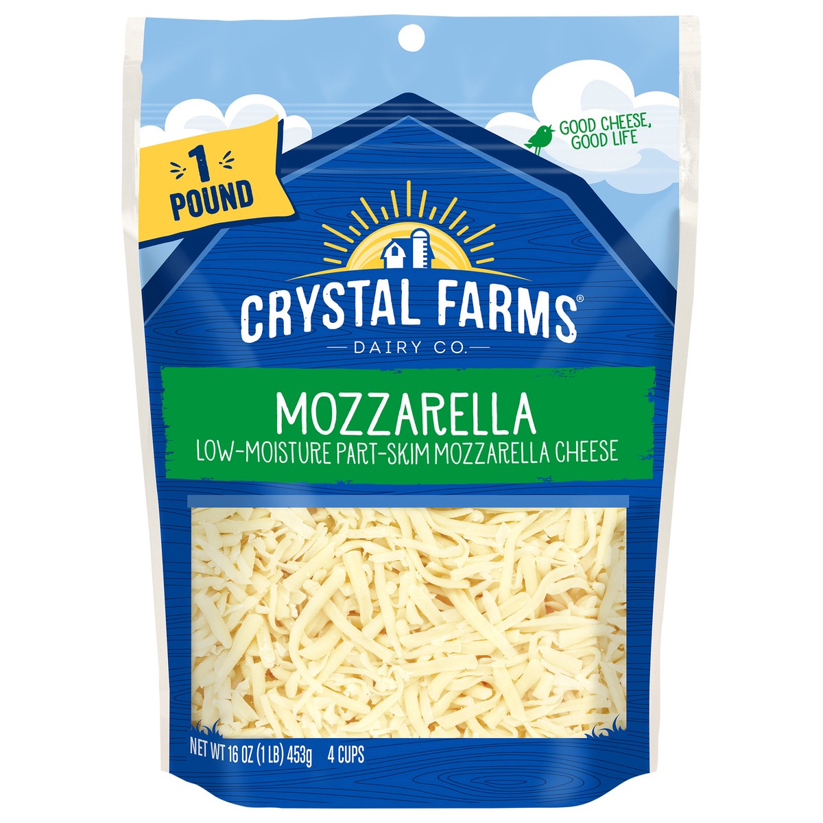 slide 1 of 6, Crystal Farms Shredded Mozzarella Cheese,16 oz, 16 oz