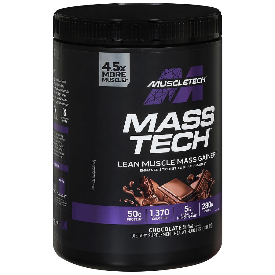 slide 4 of 5, MuscleTech Mass Tech Chocolate Mass Gainer 4.00 lb, 4 lb