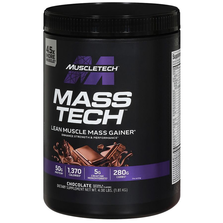 slide 2 of 5, MuscleTech Mass Tech Chocolate Mass Gainer 4.00 lb, 4 lb